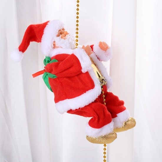 Climbing Beads Santa Claus With Music, Electric Climbing Rope Santa Claus Doll, Christmas Gift, Christmas Ornament