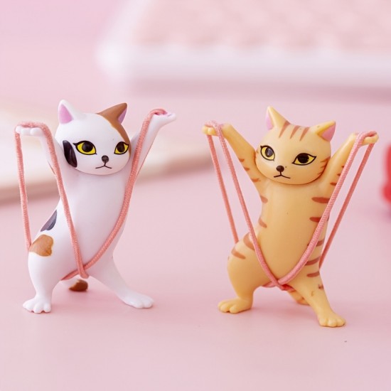 5pcs Cat Pen Holder, Children's Toy Birthday Gift, Weightlifting Cat Pen Holder, Dance Humanoid Doll Animal