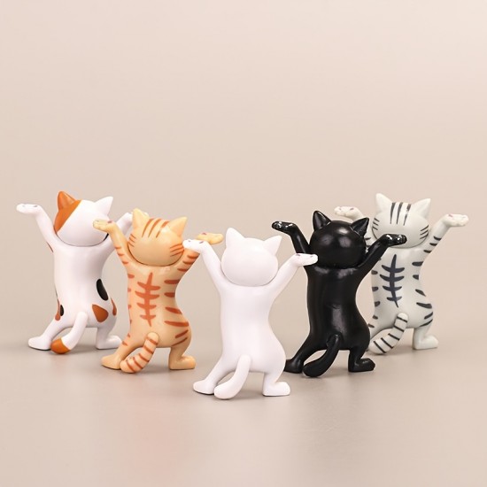 5pcs Cat Pen Holder, Children's Toy Birthday Gift, Weightlifting Cat Pen Holder, Dance Humanoid Doll Animal