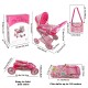 Baby Doll Stroller Set With 2 Free Doll Carriage Bags Fits Dolls Up To 18 Inches - The First Foldable Baby Pram Toy With Adjustable Handle And Canopy - Girls Birthday Gift