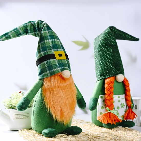 1pc, Holiday Suopplies, St. Patrick's Day Gnome Rudolph Doll