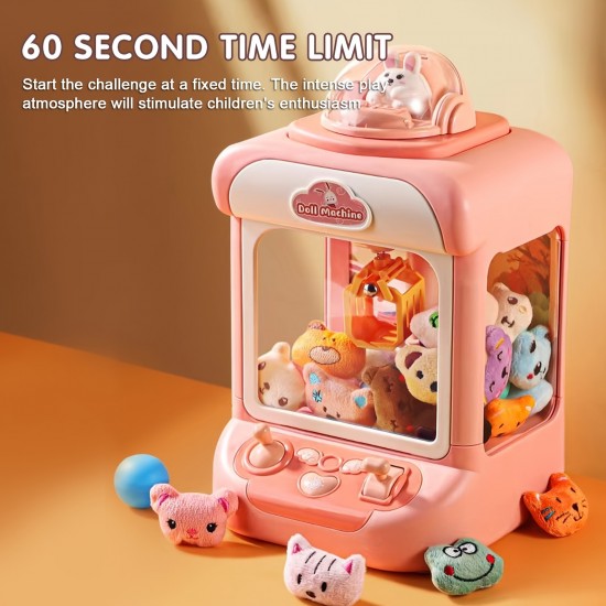 Children's Claw Machine Small Household Mini Clip Doll Machine Coin-operated Cool Mini Vending Machine Candy Boys And Girls Stall Toys (10 Dolls+10 Eggs)